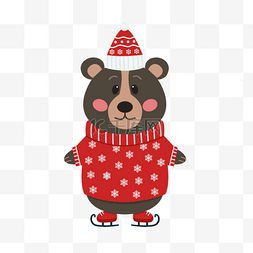可爱宝宝帽子图片_可爱卡通滑冰圣诞熊