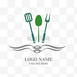 插画绿色商务图片_餐饮标识设计及图标