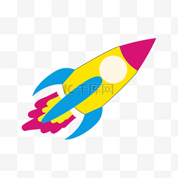 世界图形日彩色卡通喷气火箭