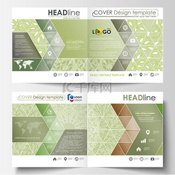 企业封面矢量图图片_商业模板方形设计的双折小册子传