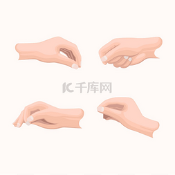 第五图片_现实的手设置与手指位置在白色。