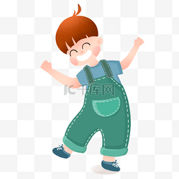 儿童节人物绿色背带裤男生