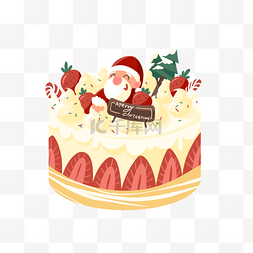 卡通圣诞树矢量图图片_日本圣诞节草莓奶油蛋糕