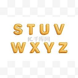 金色3d字母图片_现实的金色气球字母表在白色背景