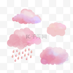 可爱图片_可爱的粉色水彩云朵
