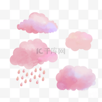 可爱的粉色水彩云朵
