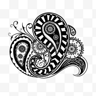 黑白装饰花卉图案图片素材_佩斯利花朵黑白装饰花卉图案