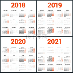 1到7素材图片_组的日历为 2018 年，2019 年，到 202