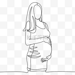 抽象线条画孕妇妈妈