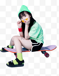 滑板女孩酷炫运动时尚