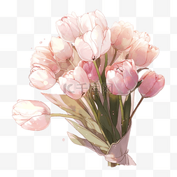 免抠粉色吉图片_一束粉色的郁金香花朵花