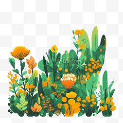 手绘植花卉图片_插图植物元素扁平插图元素自然植
