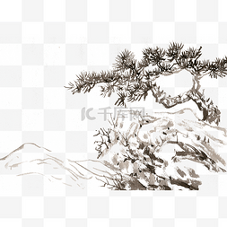 悬崖上的图片_山峰上的松树