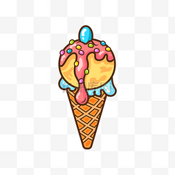 混合牛奶图片_卡通矢量冰淇淋球甜筒插画