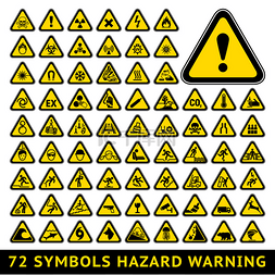 三角警告危险符号。大黄色套