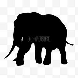 大象剪影长牙喝水