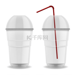 空白饮料杯图片_带球形圆顶塑料杯。