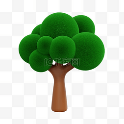 大树3D图片_3D立体绿色毛茸树木
