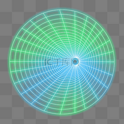 科技感透视网格图片_蓝色绿色霓虹光感发光立体空间透