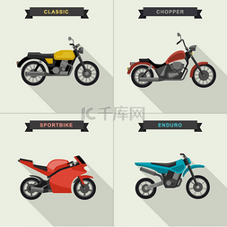 矢量摩托车图片_在平面样式中设置的矢量摩托车。