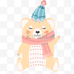 矢量粉色围巾图片_斯堪的纳维亚风格的卡通熊