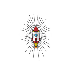 太空火箭飞船光线标志图标标志矢