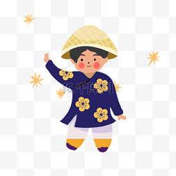 跳舞的日式穿衣风格小人