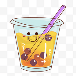 吸管橙汁杯子啵啵球图片