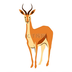 非洲草原图片_瞪羚的风格化插图白色背景的非洲