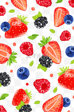 树莓蓝莓草莓桑葚平铺手账底纹