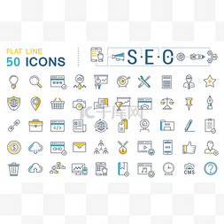 内容图标图片_设置矢量扁线图标 Seo