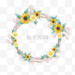 太阳花向日葵藤曼圆形花框