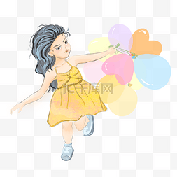 梦幻气球图片_六一儿童节快乐女孩