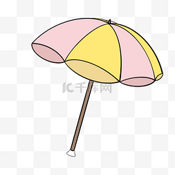 粉色黄色沙滩伞简体画