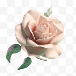 玫瑰花朵png图片_3D立体粘土风格黏土装饰玫瑰花朵