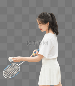 打球羽毛球运动美女女孩少女人像