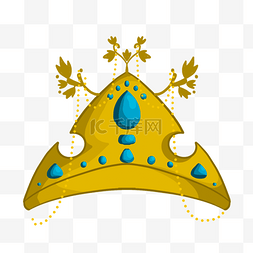 可爱皇冠装饰图片_三角形蓝色石头卡通金色皇冠