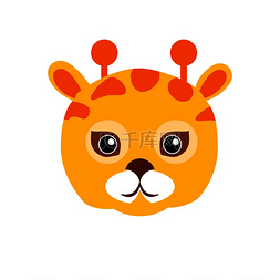动物园派对图片_扁平风格的长颈鹿动物嘉年华面具