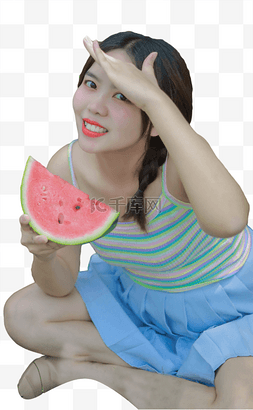 西瓜美女美女图片_夏季美女吃西瓜