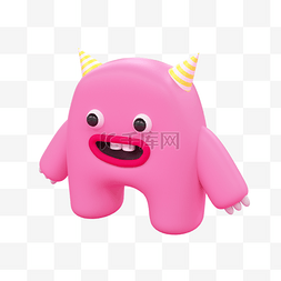 3D立体怪兽怪物可爱粉色