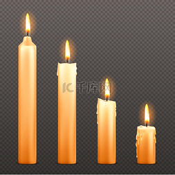 教堂光图片_在透明背景上隔离火焰的矢量蜡烛