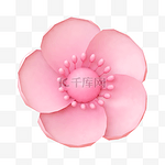 粉色C4D立体春天植物花