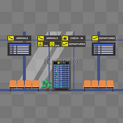 机场火车站图标图片_矢量场景机场