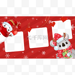 彩色相框背景图片_圣诞节圣诞雪人红色相框