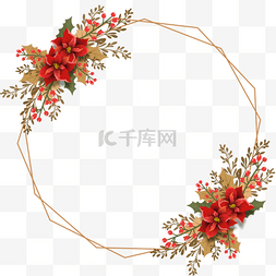 创意花卉手绘图片_圣诞新年一品红花卉边框创意