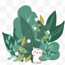 花草植物和小猫