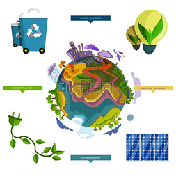 变暖图标图片_全球变暖、生态污染、替代能源和