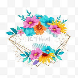 水彩花卉金色图片_创意水彩花卉边框