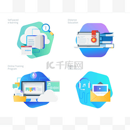 web图标图片_材料设计图标设置为远程教育，音