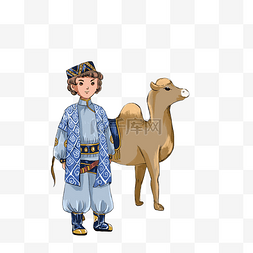 骆驼psd图片_少数民族维吾尔族男孩